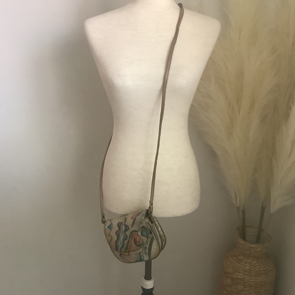 Sam Sam Vintage Genuine Leather Hand Painted Crossbody Bag - Picture 15 of 16